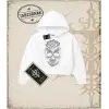 SKULL Kadın Crop Kapşonlu Sweatshirt