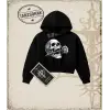 SKULL   Kadın Crop Kapşonlu Sweatshirt
