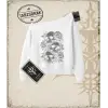 SKULL   Kadın Kayık Yaka Sweatshirt