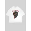 Skull Scream Baskılı Oversize Unisex Beyaz