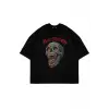 Skull Scream Baskılı Oversize Unisex Siyah