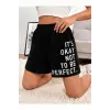 Slogan Graphic Elastic Waist Şort