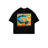 Spectrum Baskılı Siyah Oversize Unisex