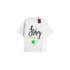 STAG NIGHT Unisex Oversize Yazılı Tshirt BEYAZ
