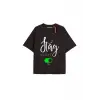 STAG NIGHT Unisex Oversize Yazılı Tshirt SİYAH