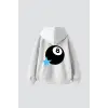 Star Eight Ball Baskılı Oversize Unisex Beyaz
