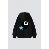 Star Eight Ball Baskılı Oversize Unisex Siyah