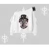 Stay Curious Kedi Baskılı Kayık Yaka Sweatshirt