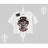 Stay Curious Kedi Baskılı Oversize Crop Tshirt