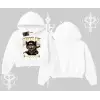 Street Cat Kedi Baskılı Kapşonlu Crop Sweatshirt