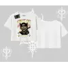 Street Cat Kedi Baskılı Oversize Crop Tshirt