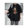 Sushi Cat Siyah Unisex Oversize