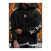 The Hope Renkli Baskılı Oversize Kapüşonlu Sweatshirt Siyah