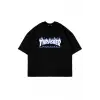 Thrasher Flam Baskılı Oversize Unisex Siyah