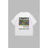 Trippy Baskılı Oversize Unisex Beyaz