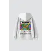 Trippy Baskılı Oversize Unisex Beyaz