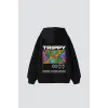 Trippy Baskılı Oversize Unisex Siyah