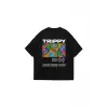 Trippy Baskılı Oversize Unisex Siyah
