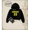 UNİQUE SARI Kadın Crop Kapşonlu Sweatshirt