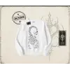 Unisex Akrep Oversize Unisex Bisiklet Yaka Sweatshirt Beyaz