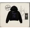 Unisex Baking Kadın Crop Kapşonlu Sweatshirt Beyaz