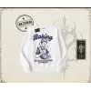 Unisex Baking Oversize Unisex Bisiklet Yaka Sweatshirt Beyaz