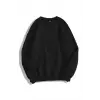 Unisex Basic Bisiklet Yaka Sweatshirt Trndz1418 Siyah