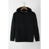 Ünisex Basic Slim Fit Kapüşonlu Fermuarlı Cepli Sweatshirt Siyah