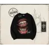 Unisex Belief Oversize Unisex Bisiklet Yaka Sweatshirt Beyaz