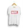 Unisex Beyaz Oversize Marvel Baskılı T-shirt