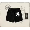 Unisex Black Cat Pixel Unisex Şort Beyaz