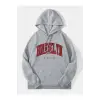 Unisex Brooklyn Baskılı Kapüşonlu Sweatshirt Gri