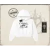 Unisex Celestial Sent Kadın Crop Kapşonlu Sweatshirt Beyaz