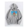 Unisex Chicago76 Baskılı Oversize Kapüşonlu Sweatshirt Gri