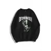 Unisex Determination Bisiklet Yaka Sweatshirt Siyah