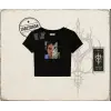Unisex Dexter Cat Kadın Baby Tee Beyaz