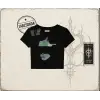 Unisex Distraction Kadın Baby Tee Beyaz