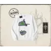 Unisex Distraction Oversize Unisex Bisiklet Yaka Sweatshirt Beyaz