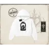 Unisex Do not be Afraid Kadın Crop Kapşonlu Sweatshirt Beyaz