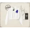 Unisex First Class Kadın Crop Polo Yaka Yarım Fermuarlı Sweatshirt Beyaz