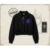 Unisex First Class Kadın Crop Polo Yaka Yarım Fermuarlı Sweatshirt Beyaz