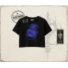 Unisex First Class Kadın Crop Tişört Beyaz