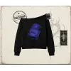 Unisex First Class Kadın Kayık Yaka Sweatshirt Beyaz
