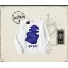 Unisex First Class Oversize Unisex Bisiklet Yaka Sweatshirt Beyaz