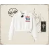 Unisex Get Lost Kadın Crop Polo Yaka Yarım Fermuarlı Sweatshirt Beyaz