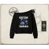 Unisex Get Lost Kadın Kayık Yaka Sweatshirt Beyaz