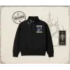 Unisex Get Lost Unisex Polo Yaka Yarım Fermuarlı Sweatshirt Beyaz