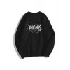Unisex Gothic Ruthless Bisiklet Yaka Sweatshirt Siyah