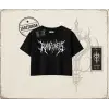 Unisex Gothic Ruthless Kadın Crop Tişört Beyaz