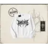 Unisex Gothic Ruthless Oversize Unisex Bisiklet Yaka Sweatshirt Beyaz